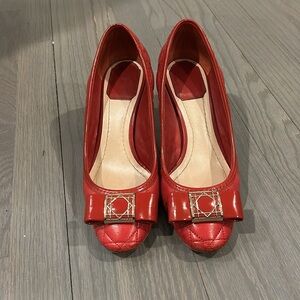 Dior Red Quilted leather kitten heels